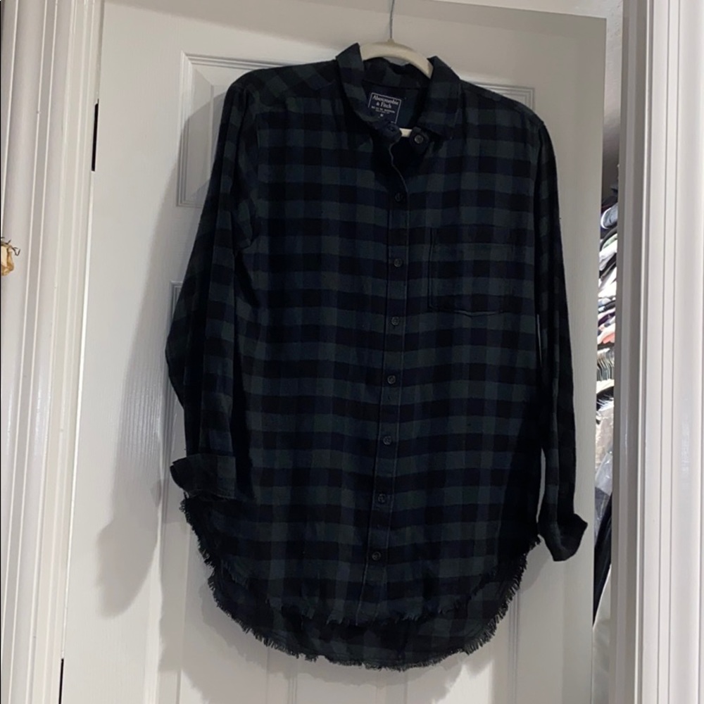 Abercrombie Black and Dark Green Flannel
